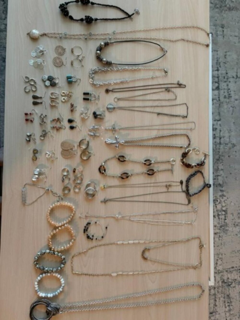 Costume Jewelry Lot Necklaces Earrings Bracelets Rings Wearable 55 Pieces